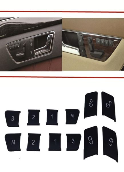 Araba Stil Kapısı Koltuk Bellek Kilit Düğmeleri Trim Kapak Çıkartmaları Mercedes için Uygun Benz A C E Sınıfı W204 W212 CLA GLA GLK GLE CLS GL 5886082