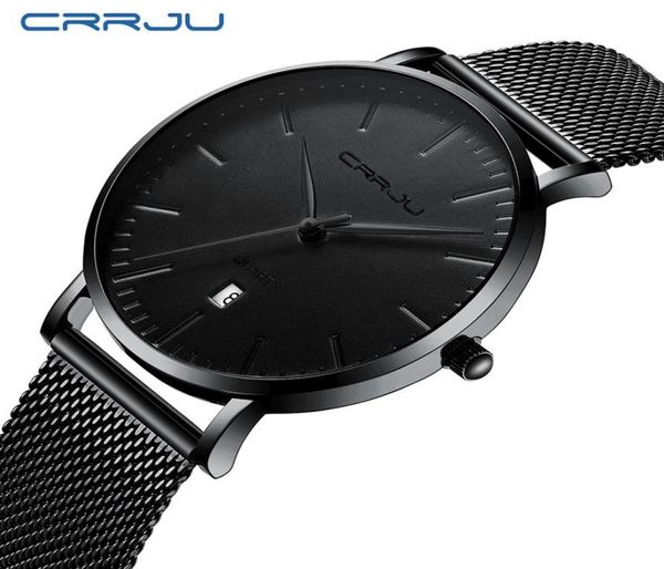 Herren Sports Uhren Crrju Top Marke Luxus Ultra Thin Casual Water of Watch Quartz Full Steel Herren Watch Relogio Maskulino255a1353591