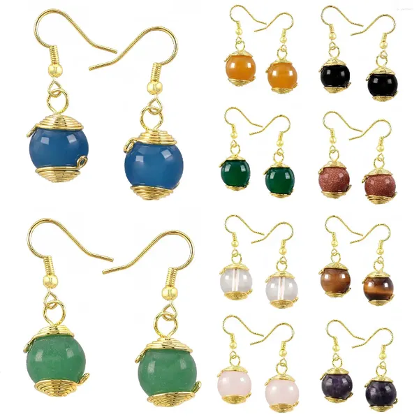 Brincos dangle vgds Cristal natural Fazendo miçangas de arame de cobre Moda feita à mão Jóias de ágata para mulheres Presentes