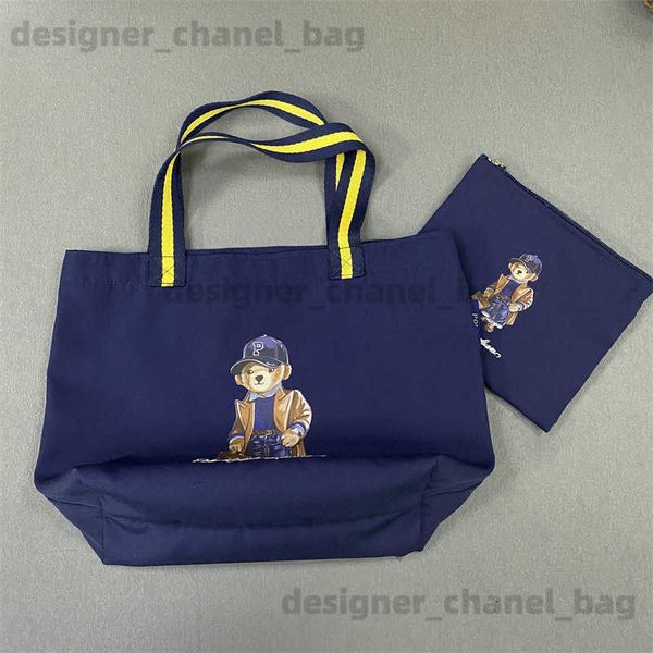 Totes lotte japanische koreanische Tasche Pol Stickerei bedrucktes brauner Mantel Bären Leinwand Tasche Einkaufstasche Mutter Bag Umhängetasche T240416