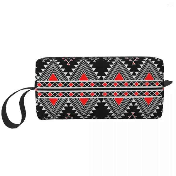 Aufbewahrungstaschen Custom Kabyle Amazigh Travel Cosmetic Bag für Afrika Geometrische Marokko -Make -up -Toiletten -Damen Beauty Dopp Kit