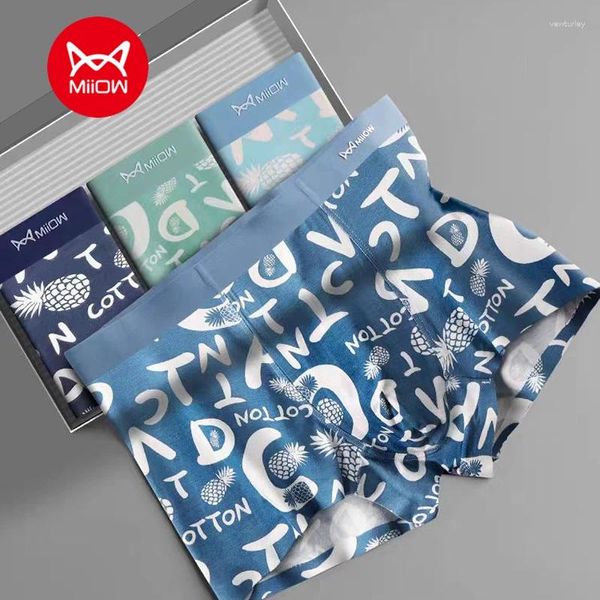 MUITAS MIIOW 3PCS Modal Boxers masculinos Cotton Antibacteriano Crotch Man calcinha de roupas íntimas respiráveis boxer sem costura masculina