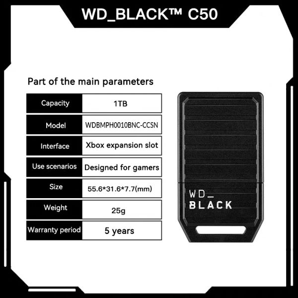 Drives WD_BLACK 1TB 512GB C50 Genişleme Kartı Xbox için Hızlı Özgeçmiş Fişi Seri X |