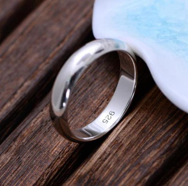 Real Pure 925 Sterling Silver Rings и мужчины простое кольцо плавное кольцо с высокой полировкой для обручального кольца для влюбленных паров1845094