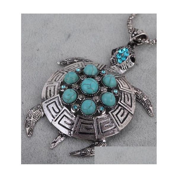 Orecchini collana a ciondolo Orecchini da collana set Women Retro Turtle Charm Accessori femminili Gioielli Droping Dlenge Delivery Dhw6y