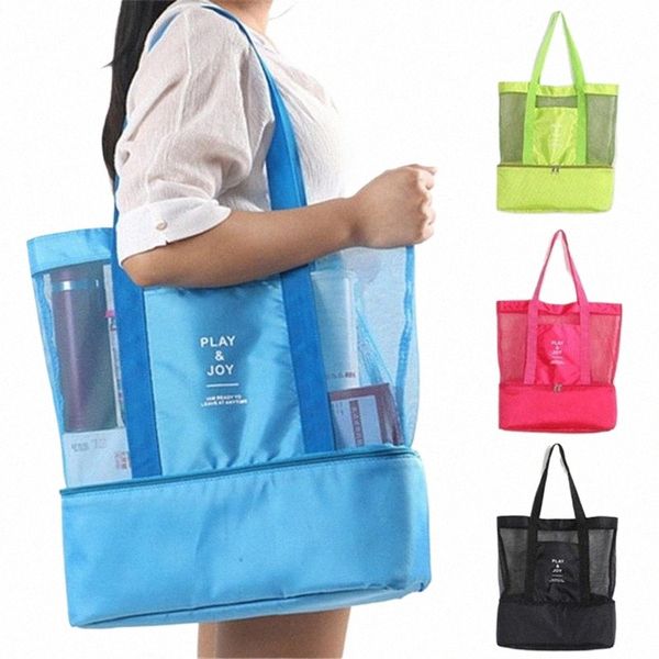 New Thermal Insulati Bag Bag Handheld Bag Bolsa de ombro útil Picnic Mesh Mesh Praia Tote de comida armazenamento de bebida N208#