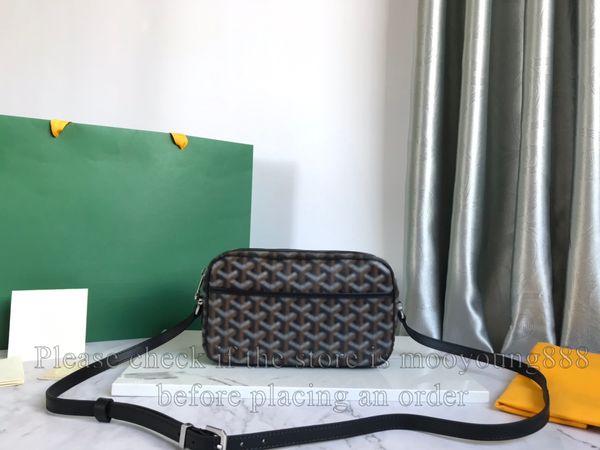 12A Upgrade Spiegelqualität Designer kleiner Kamera -Tasche 22,5 cm Damen Reißverschlussbeutel Luxurys Echtes Leder -Triminghandtaschen Schwarze Leinwandbeutel Schulterkettenbeutel mit Kasten