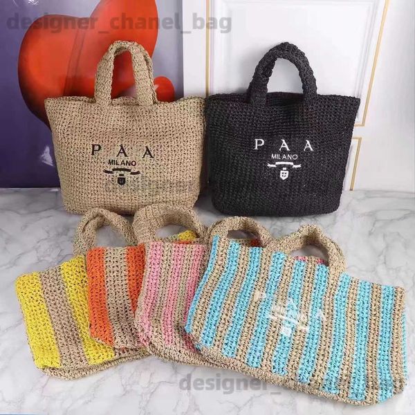 Totes Novo verão Handmade Straw Bag de bordado em inglês ocidental Bola de tecido ocidental Bolsa de grande capacidade T240416