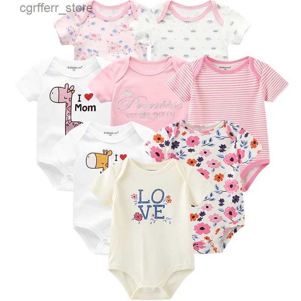 Rompers 8pcs Bodysuit Body Summer Set neonate Jumpuit Sweet Suitsuts Outfit per bambini carino Piajamas Set al 100%di cotone di alta qualità L410