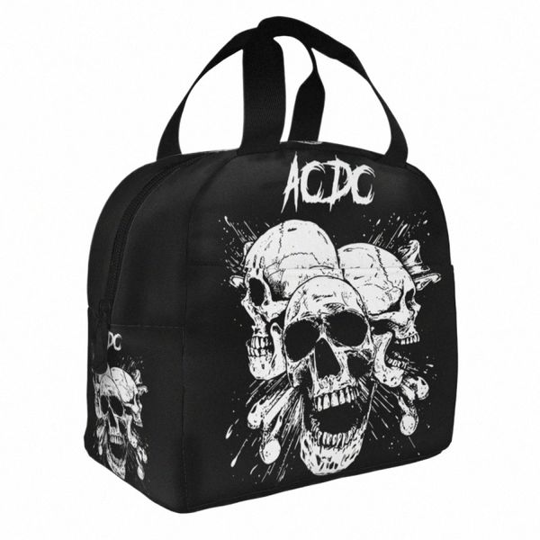 AC DC Heavy Metal Music Bags isolati da pranzo a base termica pasto cranio grande pranzo tote box boy boy college picnic y5vm#