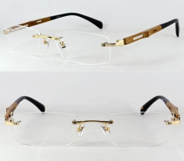 Pure Titanium Wooden Hand Made Rimless Eyeglass Frames Luxury Myopia RX ABLE MENINOS MENINOS ESPECTÁCULOS DE TOP REAL 2103238024938