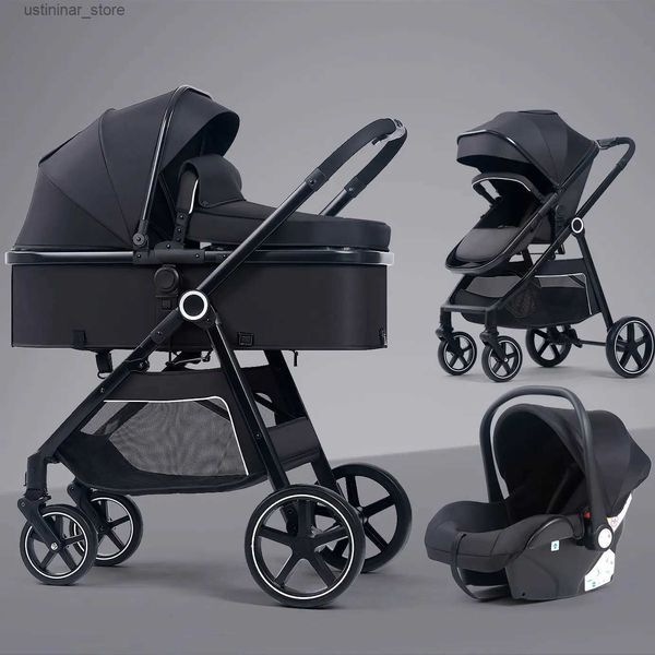 Kinderwagen# 3in1 Kinderwagen mit Autositz Zwei-Wege-Schock-Absorbing-Kinderwagen abnehmbarer Babywagen High View Baby Kinderwagen Reisewagen L416