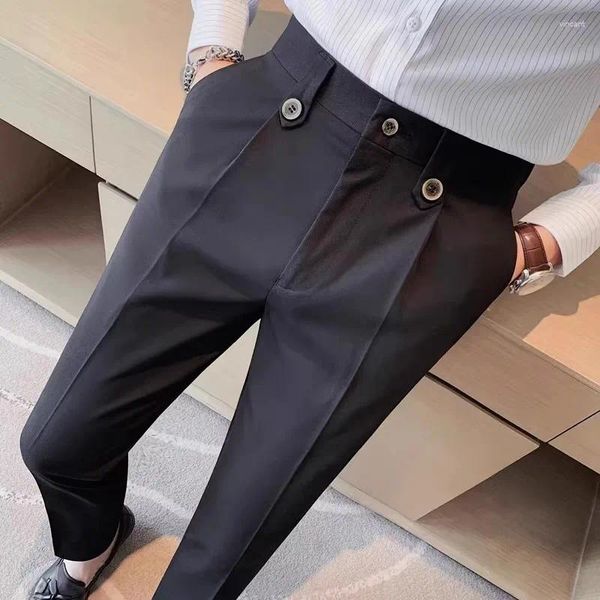 Ternos masculinos Brand Brand Color Solid Business Dress Pants Men Slim Fit terno casual Pant pista de casamento social calça de streetwear roupas roupas