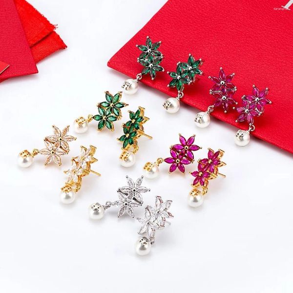 Dangle Küpeler Cilmi Harvill Chhc Kadın Yıldızı İnci Mektubu Tasarım Hediye Kutusu Ambalaj Çok Renkli Hafif Taşınabilir Noel