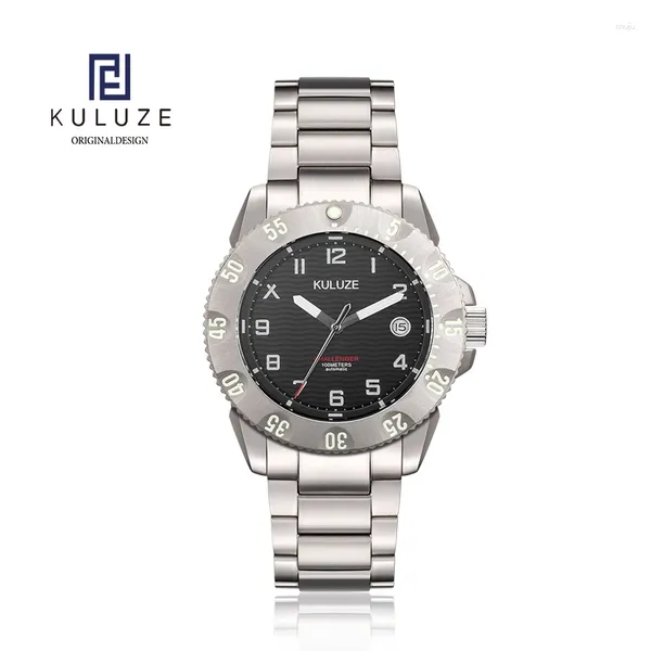 Relógios de pulso Kuluze Brand Men Men Titanium Watch Sapphire Crystal Japonês Máquinas Japonês Movimento de Sports Sports à prova d'água de 100m para