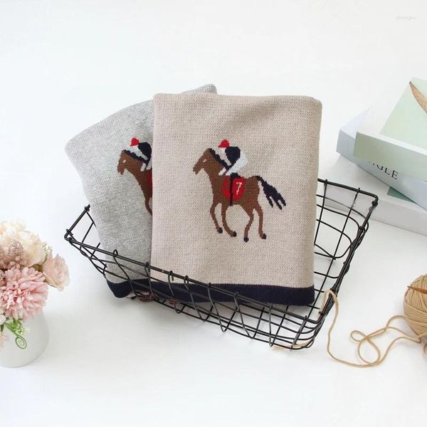 Decken gestrickt Baby Cartoon Horse Geborene Bettlaken Kinderwagen Zubehör Kinder Bad Swaddle Wrap Infantil Bettwäsche