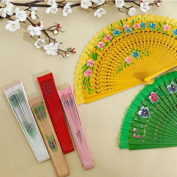 Dekorative Figuren Vintage Dance Holzklapper Handheld Fan Geschenk Mehrfarben Hochzeitsfeier Dekor spanische Tanzdekoration