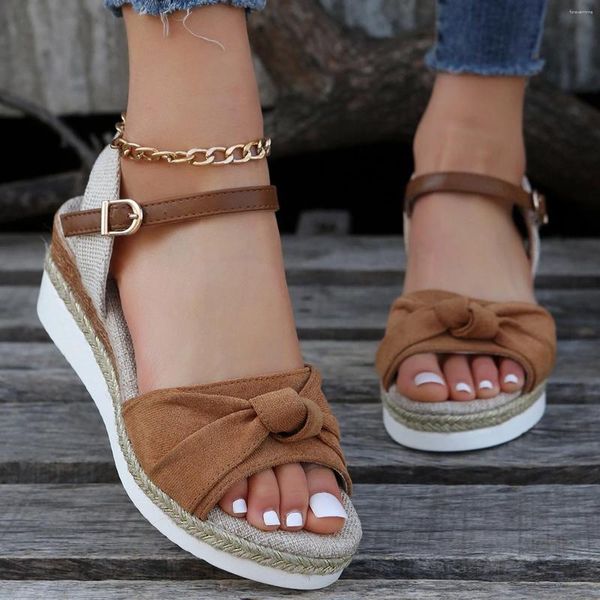 Sandalen Frauen Schuhe Absätze dicker Soled Keil modischer Fischmund für aktiv