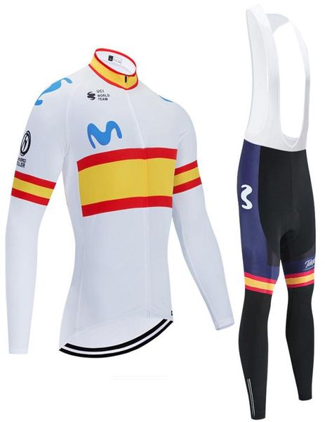 Велосипедный комплект Jersey 2020 Pro Team Movistar Winter Thermal Fleece Cycling Clothing 9D Гель -мягкие брюки с насыщенными надушками Set Ropa Ciclismo Inviern8333726