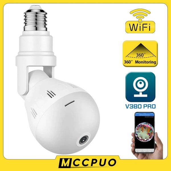 Sistema EVKvo 3MP 360 ° Panorâmico Wi -Fi Bulbo Câmera Night Vision VIEVIDA VÍDEO DE VÍDEO DE VÍDEO DE VÍDELO DE VÍDELA DE FISHEYE Câmera IP V380