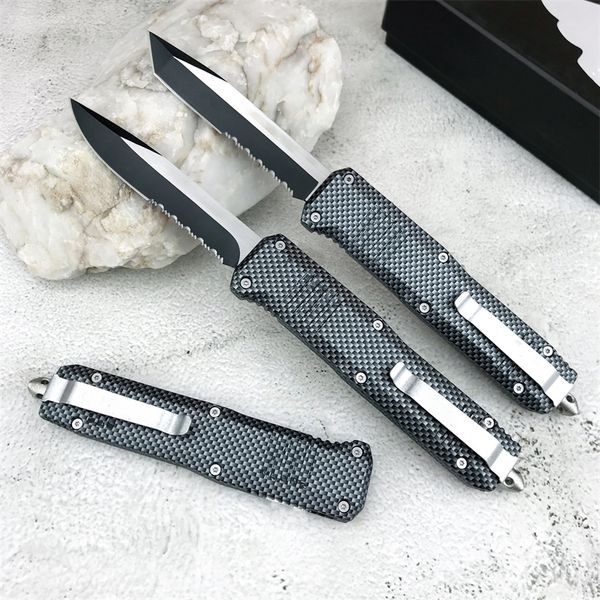 Eccellente BM C07 Coltello automatico a doppia azione 440C Leghe di zinco a lama - manico di rivestimento in fibra di carbonio superficiale Strumento EDC tattico esterno 3300 3400 4850