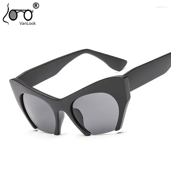 Sonnenbrille Mode Halb Frame Cat Eye Frauen Schatten Retro Retro