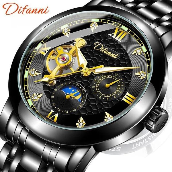 Orologi da polso tourbillon cavo r orologio meccanico per uomini waterproof glow-in-the-dark sports