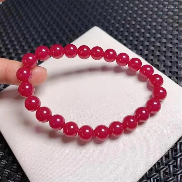 Bracelets de link 8mm de bracelete de corundão vermelho natural Reiki Cura de joias de moda para mulheres presentes para mulheres 1pcs