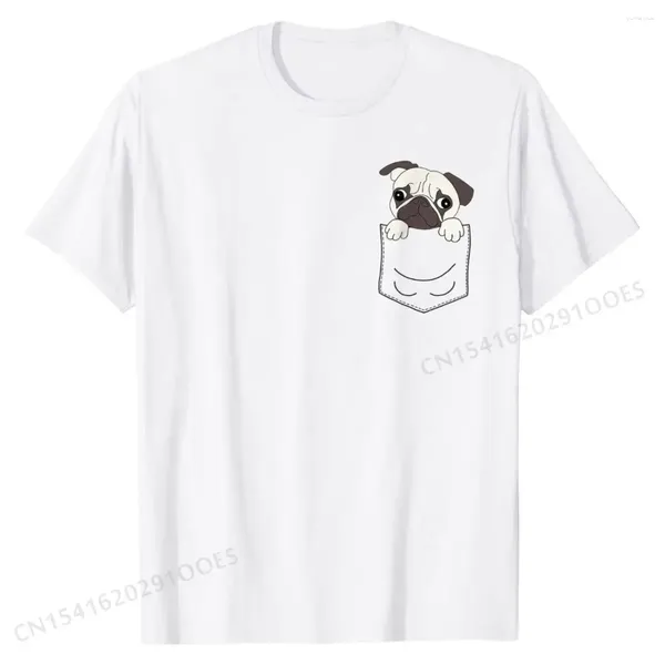 T-shirt da uomo A1801 T-Shirt Pocket Pug Cuppy Dog T-camicie per uomo Custom Tees Classic Printing Cotton Cotton