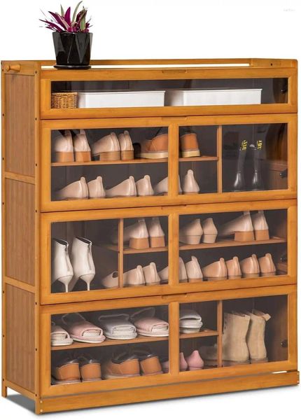 Backware-Werkzeuge Monibloom Schuhspeicherschrank mit Pulldown-Acryltüren hoher Fach für Heels Stiefel Schuhe Rack 28-33 Paare