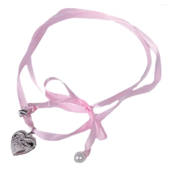 Choker Girl Pink Ribbon Liebe Halskette Ballettstil Kragen Accessoires Mode -1 Stück