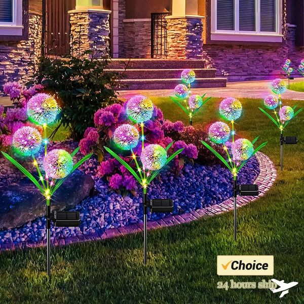 Dandelion Solar Lights Garden Firework LED Flori A impermeabili di illuminazione impermeabile per il prato Decorativo 240411