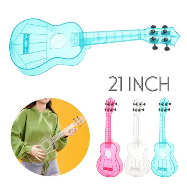 Kabel 21 Zoll Sopran ukulele transparentes PC -Material Integral Unibody Leichte Süßigkeitenfarbe 3 Saitengitarre für Anfänger