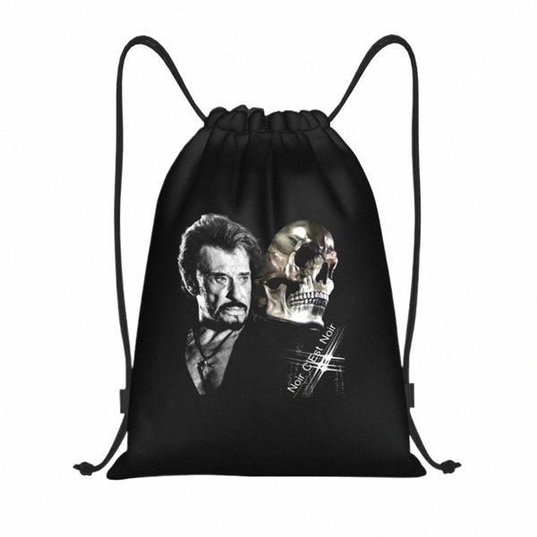 Custom Johnny Hallyday Back Men Men Women Women Light France Rock Singer Спортивный рюкзак для хранения спортзала E01d#