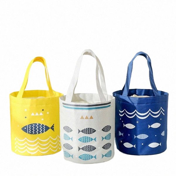 Bucket Draw String Lunchbag für Frauen Fischmuster thermisch isolierter Kühlerbeutel Milchflasche Insulati Bag Beutel A5mi#