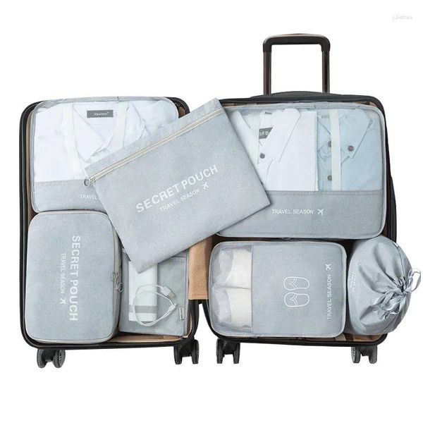 Sacchetti cosmetici 7pcs/set da viaggio per la casa con cerniera digitale organizzatore per cavi dati per abbigliamento bagaglio da imballaggio cube