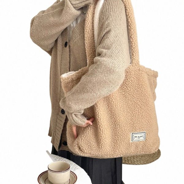 cmere polar el çantası kadın peluş omuz çantaları iki yan mevcut tasarımcı tote çanta kızlar bayanlar alışveriş çantası kitap çantası çanta 09h4#