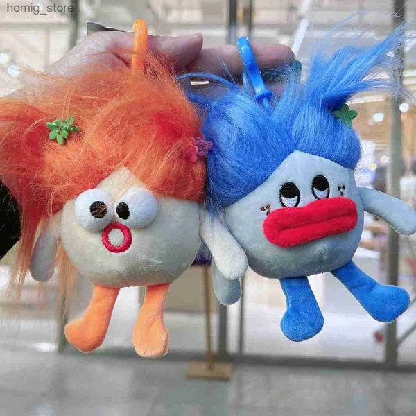 Peluş Anahtarlıklar 1 PC Peluş Kawaii Bebek Anahtarlık Kolye Kadınları Karikatür Sevimli Çirkin Bebek Figürü Kolye Kerecting Torbası Ana Zincir Çift Kolye Yeni Y240415