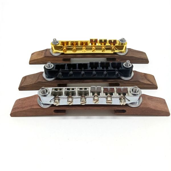 Cabos 6 String Tuneomatom Roller Saddle Bridge para LP SG Archtop Jazz Guitar With Ebony Base