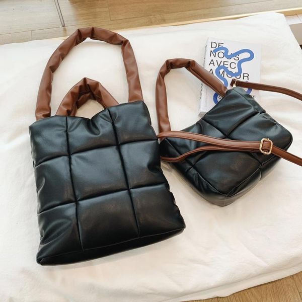 Tasche kleine süße Quilt -Taschen für Frauen schwarze weibliche Handtaschen Schulter Damen 2024 Winter Leder Crossbody -Geldbörsen