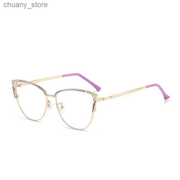 Occhiali da sole 2023 Fashion Anti Blue Light Glasses Literary RETRO Eye Diamond Glasses intarsia