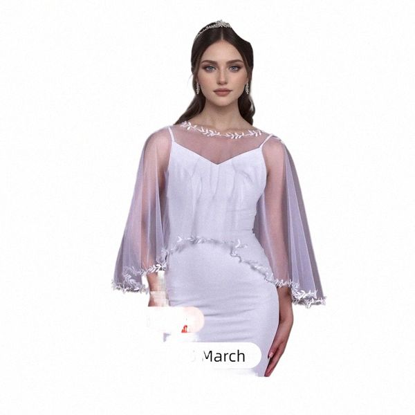 MZB33 Bridal Boleros Jacket Кружевая края Top Top Свадебные обертывания Женская вечеринка пластинка Простые свадебные акценты накрыть плечи frt z4eg#