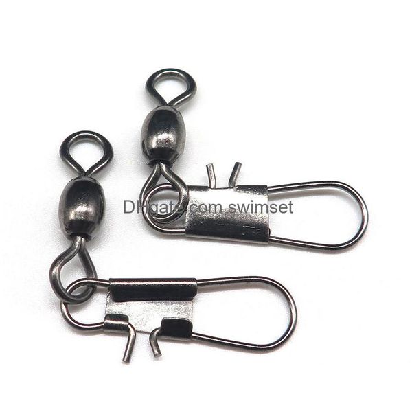 200 pezzi/lotto Swivels Crane girevole con branzone inossidabile inossidabile branzone ad acqua dolce con connettore a letti di pesca ad acqua dolce Deli Dhsxf Dhsxf