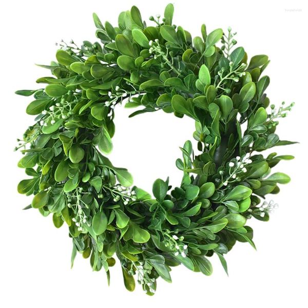 Flores decorativas Garland artificial Faux Eucalyptus árvore verde folha de casamento Decoração de grinaldas folhas de plástico porta da frente