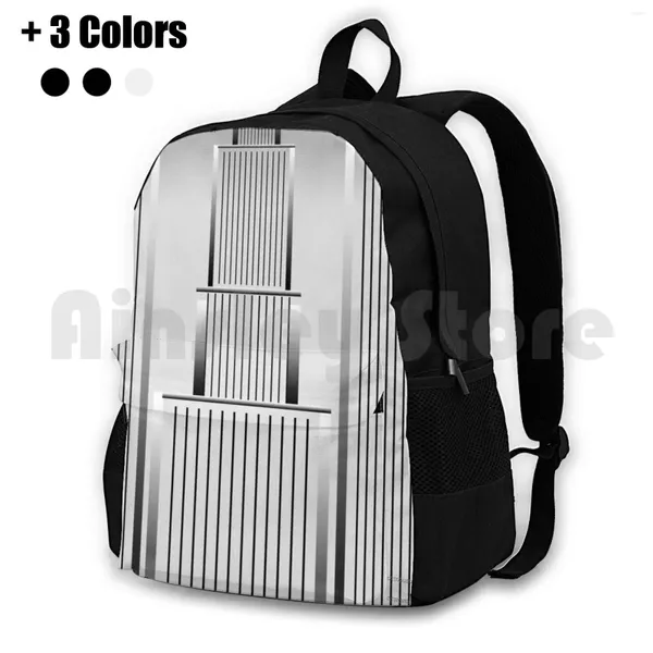 Rucksack Art Deco Buildings Outdoor Wanderung wasserdichtes Campingreisen Punk Minimalistische Poshop Monotone Monochromatisch