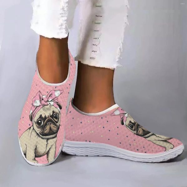 Scarpe casual istantarts carina carichi di carlino Pug Pink Design Design Cartoon per cani da cartone animato Slip in estate comodo traspirato