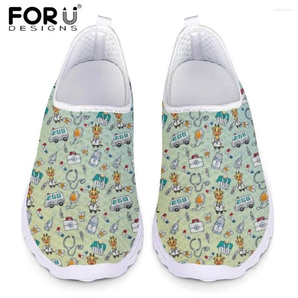 Casual Schuhe Fordensigns Süßes Cartoon Cow Muster auf Frauen flach Damen Luftgattemisch atmungsaktiven Sommer -Sneakers