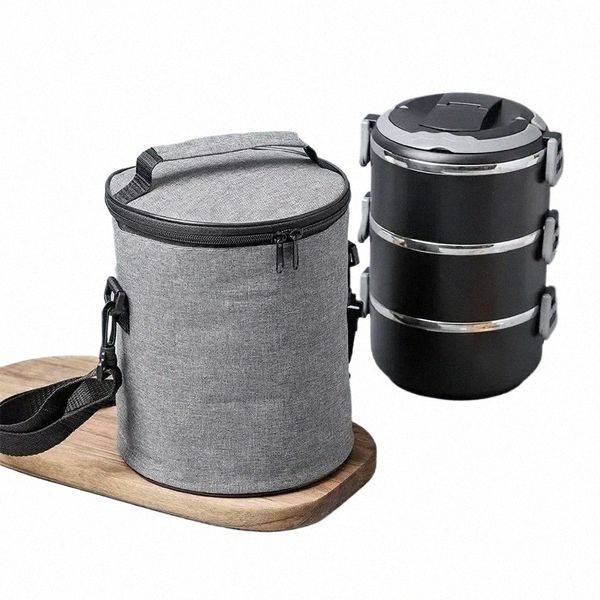 Bolsa de lancheira redonda isolada Bolsa isolada de alumínio Bento portátil Bento para trabalhar com sacolas isoladas de arroz Caixa de gelo de fábrica 12oc#