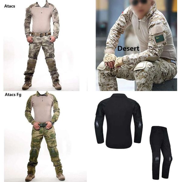 Trailsanzuiten Herren Taktische Tarnung Militäruniformanzug Anzug Männer US Army Combat Hemd Frachthosen Kniepolster