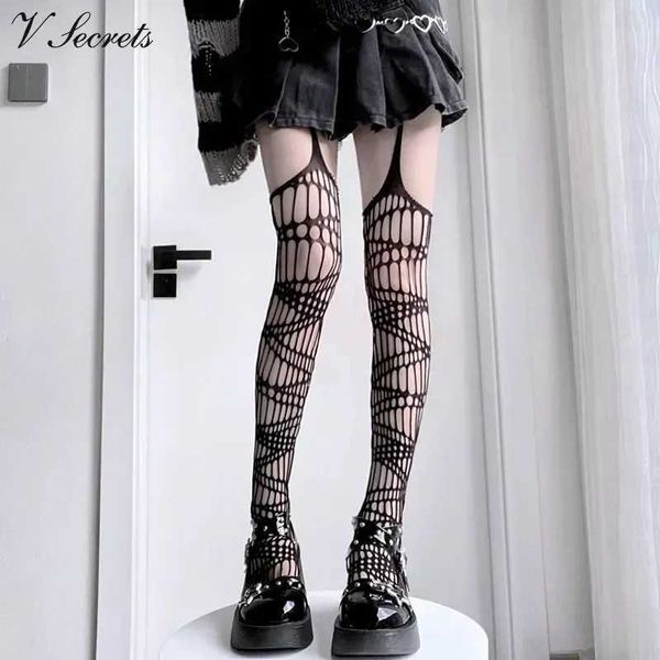 Sexy Socken Frauen Strumpfhosen Strümpfe Sexy Spider Web Fishnet Mesh Pantyhose Neue Anti-Rennende Lolita Calcetinen Club-Party-Fischnetzstrümpfe 240416